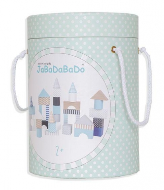 Klocki drewniane jasnoniebieskie w wiaderku 50 szt