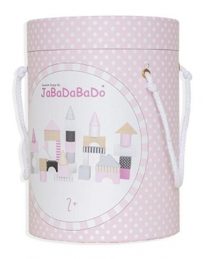 Klocki drewniane jasnoróżowe w wiaderku 50 szt