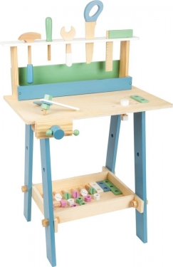 Drewniany warsztat z narzędziami w pastelowych kolorach Nordic Small Foot Design
